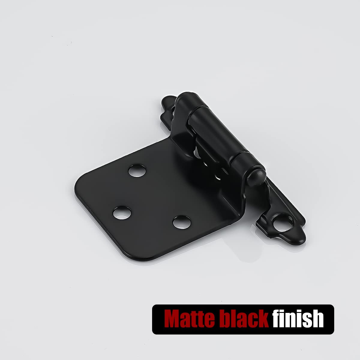 JQK 1/2 Inch Overlay Cabinet Door Hinges Black, 20 Pack 10 Pairs Flush Face Mount Cupboard Self-Closing Kitchen Cabinet Hinges with Door Bumper, CH200-BK-P20 - Image 5