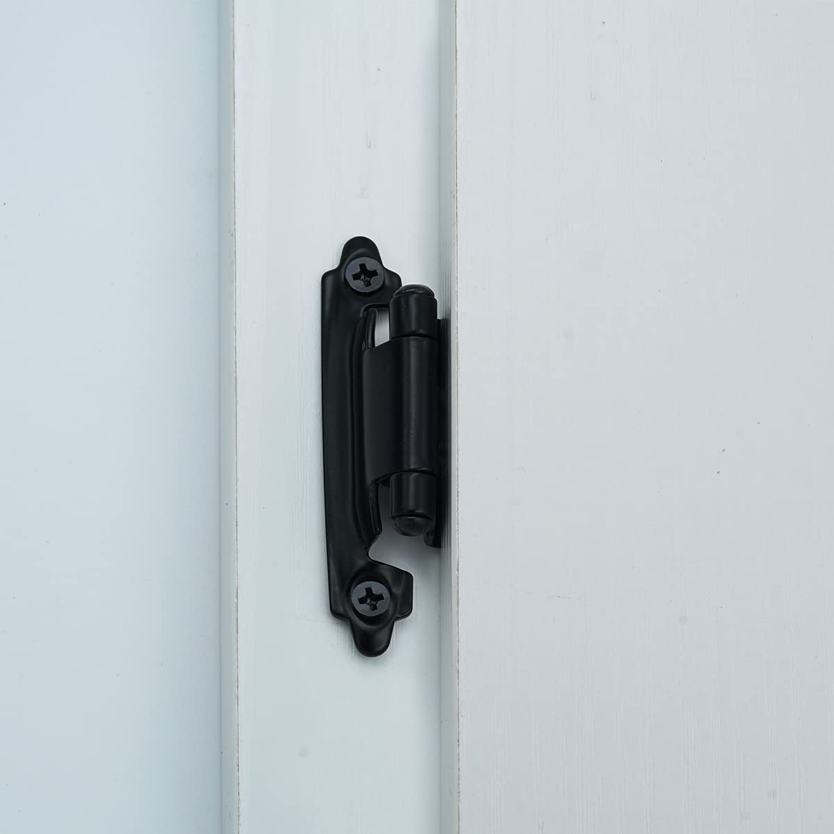 JQK 1/2 Inch Overlay Cabinet Door Hinges Black, 20 Pack 10 Pairs Flush Face Mount Cupboard Self-Closing Kitchen Cabinet Hinges with Door Bumper, CH200-BK-P20 - Image 7