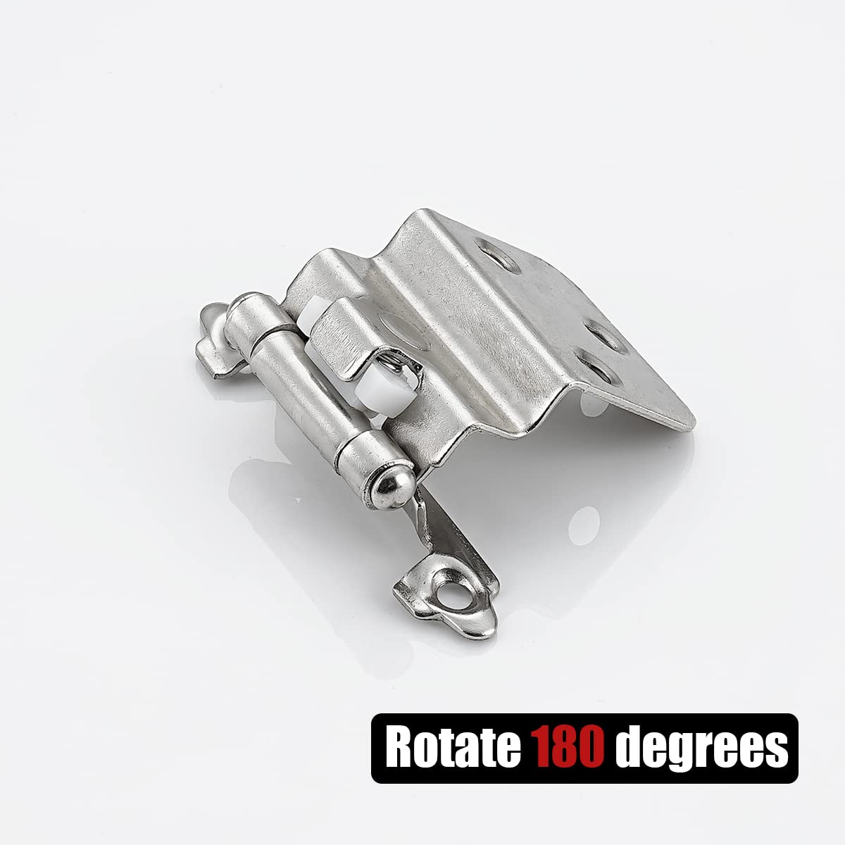 JQK 3/8 Inch Inset Cabinet Door Hinges Satin Nickel, 4 Pack 2 Pairs Flush Face Mount Cupboard Self-Closing Kitchen Cabinet Hardware Hinges with Door Bumper, CH201-SN-P20 - Image 7