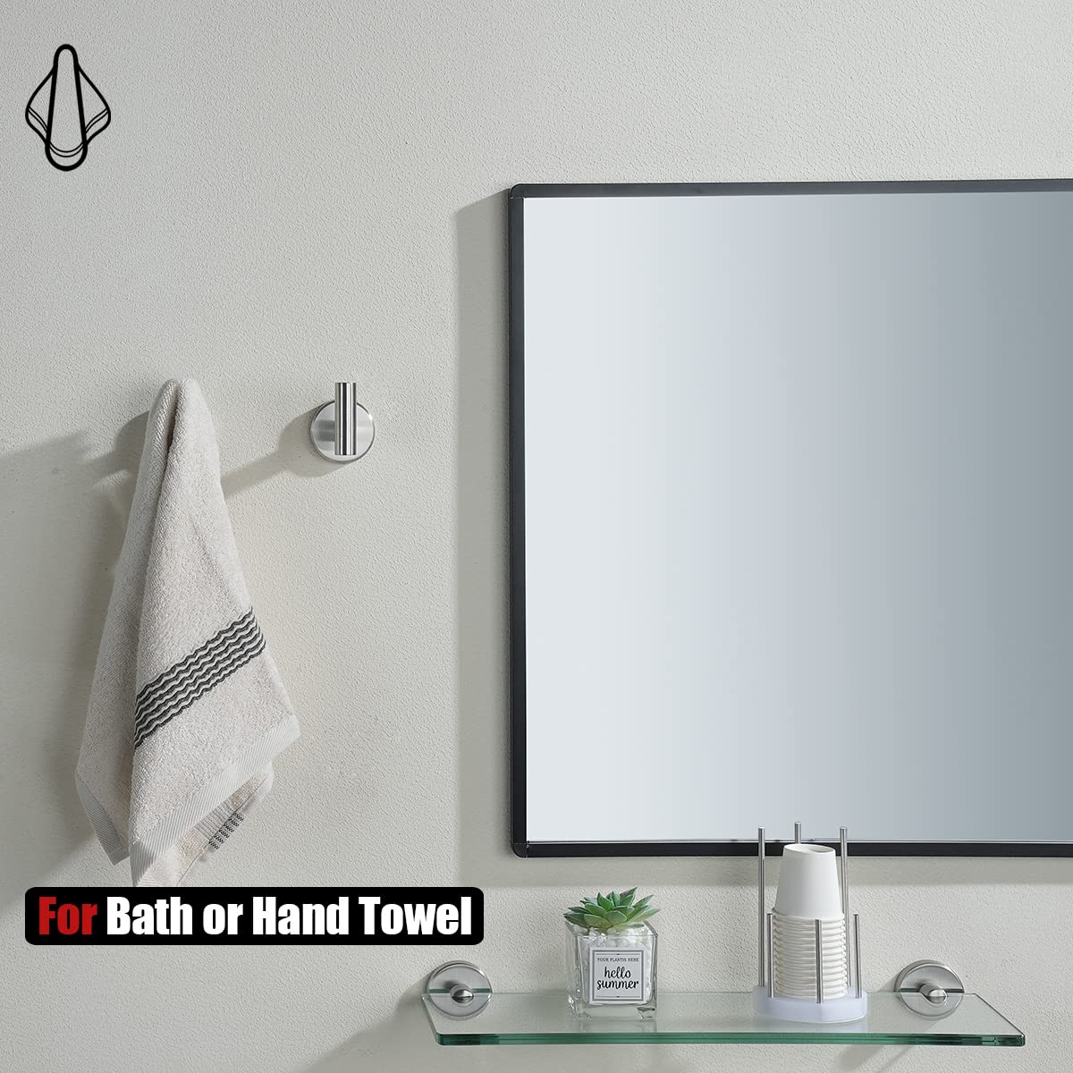 JQK Bath Hardware Towel Bar Accessory Set, 5-Piece Bathroom Accessories Fixtures Set Brushed Finished Wall Mount Includes 24" Towel Bar, 9" Hand Towel Bar, Toilet Paper Holder, Robe Hook x2, BAS105-BN - Image 5