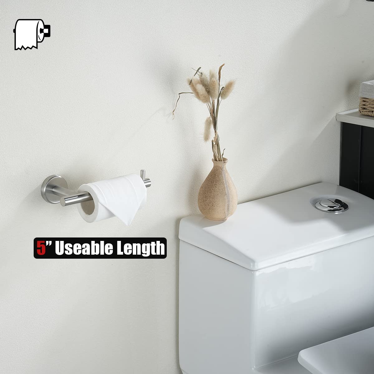 JQK Bath Hardware Towel Bar Accessory Set, 5-Piece Bathroom Accessories Fixtures Set Brushed Finished Wall Mount Includes 24" Towel Bar, 9" Hand Towel Bar, Toilet Paper Holder, Robe Hook x2, BAS105-BN - Image 7