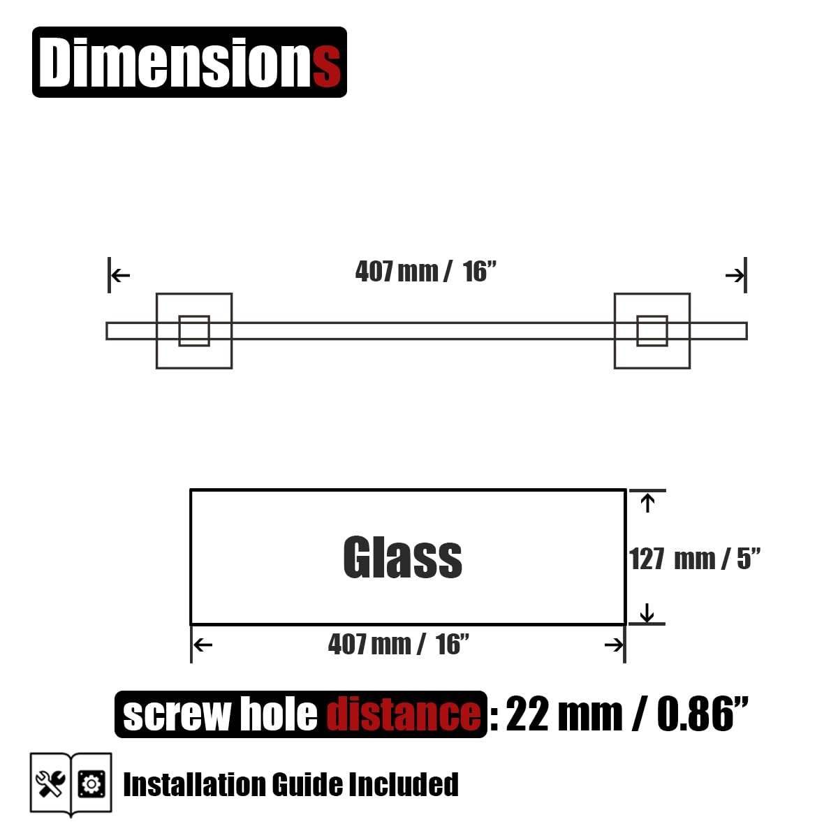 JQK Bathroom Glass Shelf, Floating Tempered Glass Shower Storage 16 by 5 inches, 304 Stainless Steel Brushed Gold Wall Mount, TGS201L16-BG - Image 3