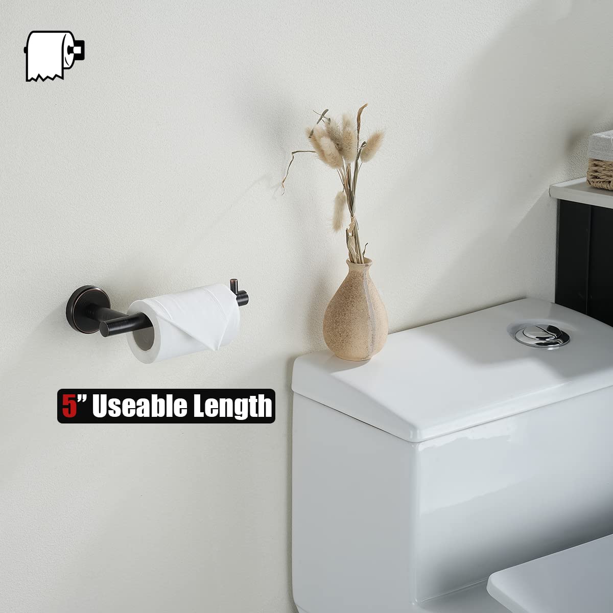 JQK Bathroom Hardware Set Oil Rubbed Bronze, 5-Piece Bath Accessories Set ORB Wall Mount includes 24 in Towel Bar, 7 in Towel Ring, Toilet Paper Holder, 2 Towel Hooks, BAS165-ORB - Image 7