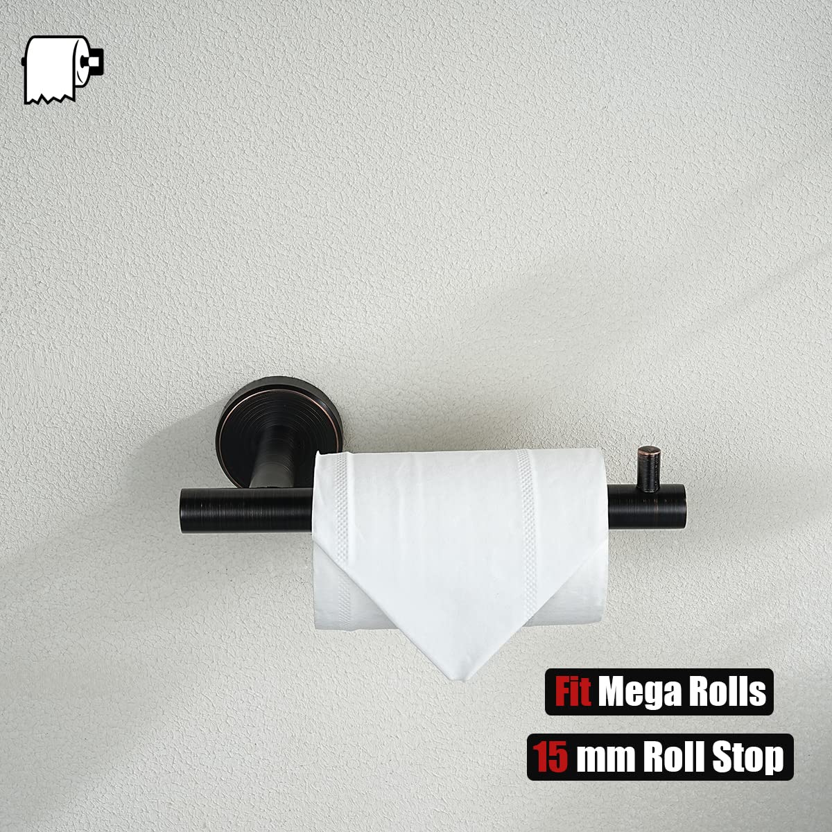JQK Bathroom Hardware Set Oil Rubbed Bronze, 5-Piece Bath Accessories Set ORB Wall Mount includes 24 in Towel Bar, 7 in Towel Ring, Toilet Paper Holder, 2 Towel Hooks, BAS165-ORB - Image 8