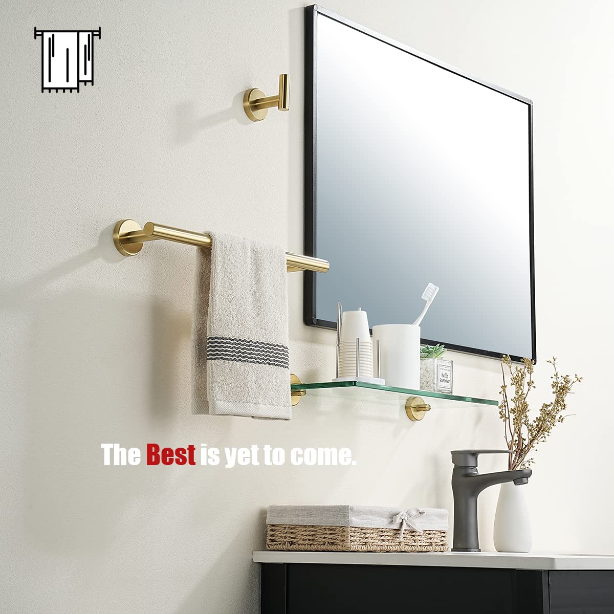 JQK Bathroom Towel Bar, 15 Inch 304 Stainless Steel Thicken 0.8mm Towel Rack, Towel Holder Brushed Gold Wall Mount, Useable Length 12 Inch TB110L12-BG - Image 4