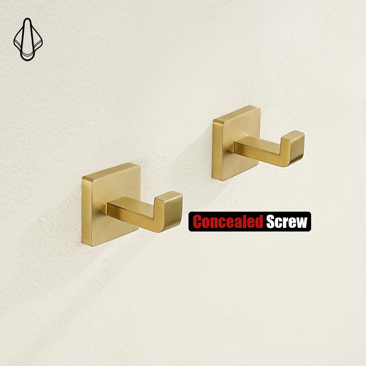 JQK Bathroom Towel Hook Gold, Coat Robe Clothes Bath Wall Hooks for Kitchen Garage SUS 304 Stainless Steel Thick 0.8mm, 2 Pack Brushed Gold, TH250-BG-P2 - Image 4