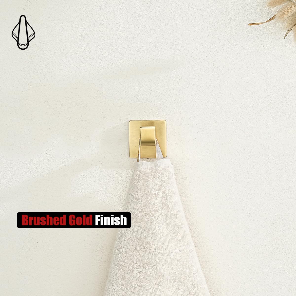 JQK Bathroom Towel Hook Gold, Coat Robe Clothes Bath Wall Hooks for Kitchen Garage SUS 304 Stainless Steel Thick 0.8mm, 2 Pack Brushed Gold, TH250-BG-P2 - Image 5