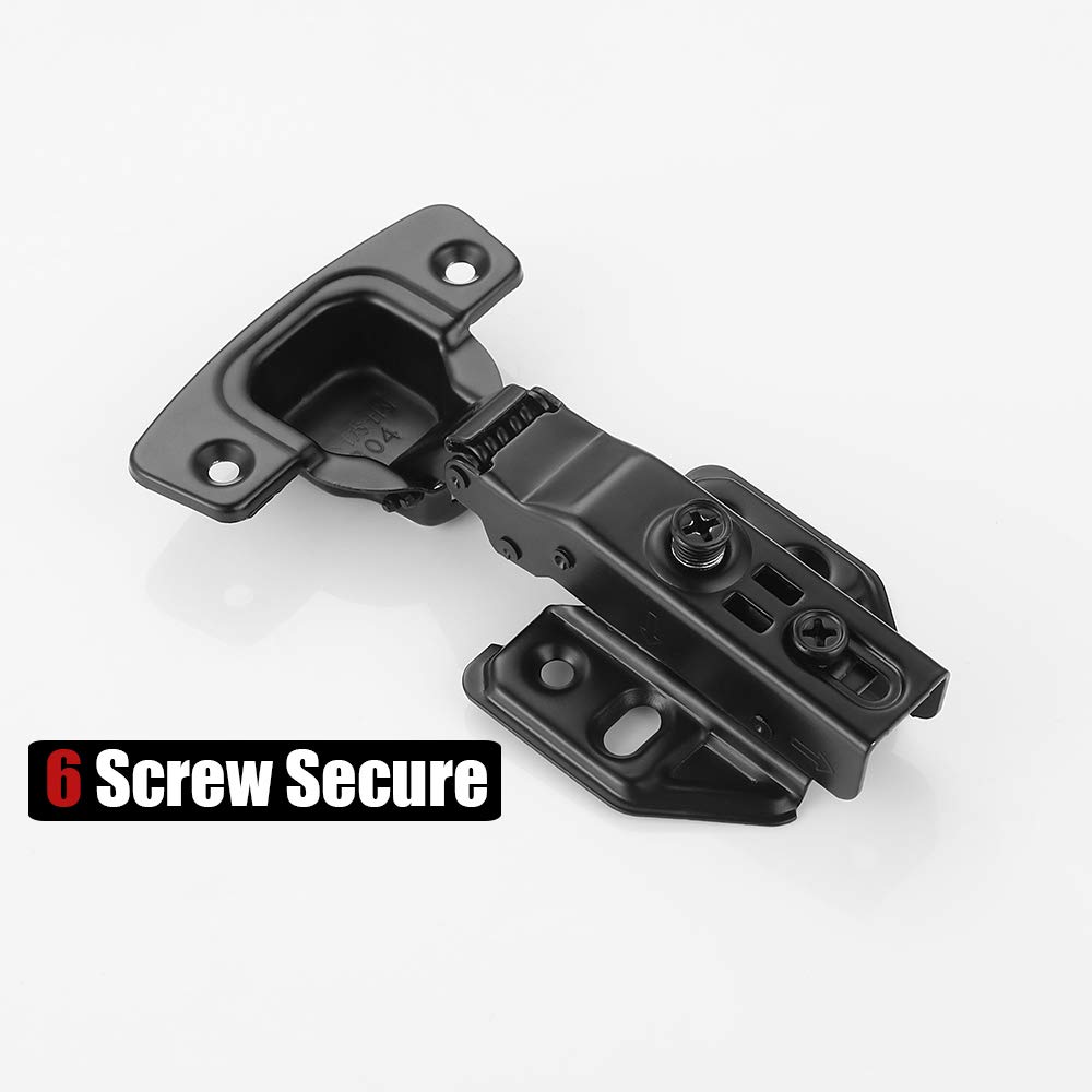 JQK Cabinet Hinges Black, 100 Degree Soft Closing Full Overlay Door Hinge for Frameless Cabinets, Stainless Steel Matte Black Finish, 4 Pack, CH100-PB-P4 - Image 5