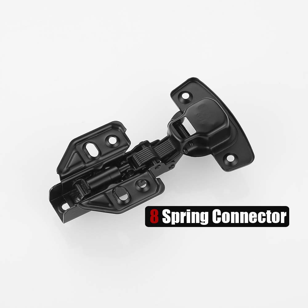 JQK Cabinet Hinges Black, 100 Degree Soft Closing Full Overlay Door Hinge for Frameless Cabinets, Stainless Steel Matte Black Finish, 4 Pack, CH100-PB-P4 - Image 6