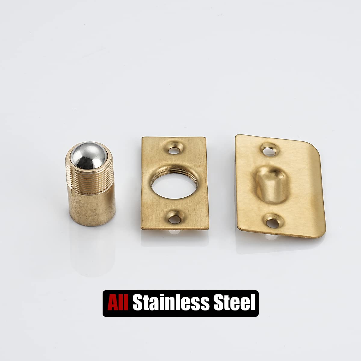 JQK Closet Ball Catch Door Hardware, Stainless Steel Catch Adjustable with Strike Plate, Gold Finish 2 Pack, HBC100-BG-P2 - Image 8