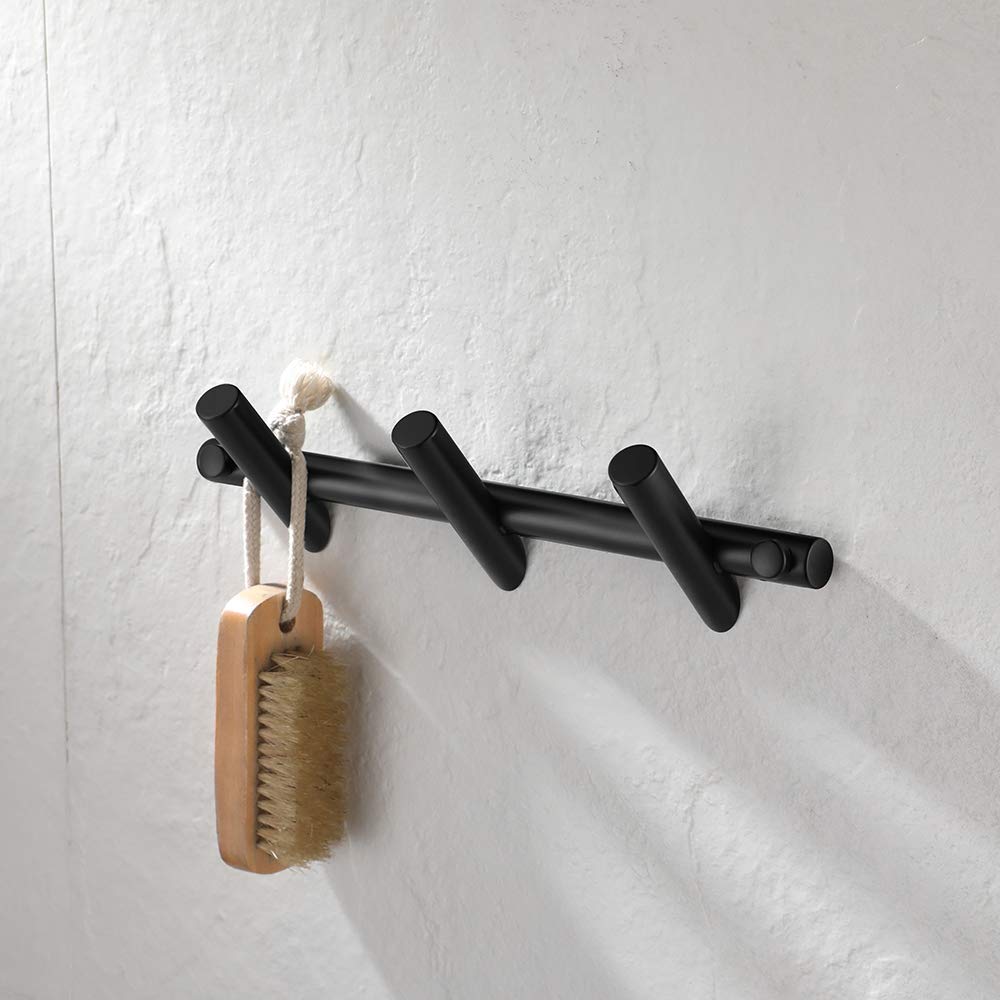 JQK Coat Hook Wall Mounted, Matte Black 3 Hooks Rack Rail for Entryway Bathroom Closet Room, 304 Stainless Steel, CHR103-PB - Image 4