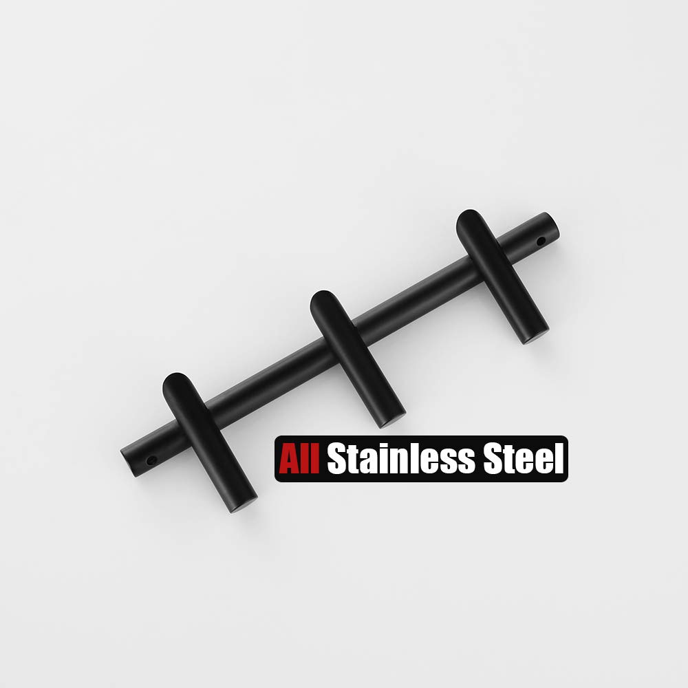 JQK Coat Hook Wall Mounted, Matte Black 3 Hooks Rack Rail for Entryway Bathroom Closet Room, 304 Stainless Steel, CHR103-PB - Image 5