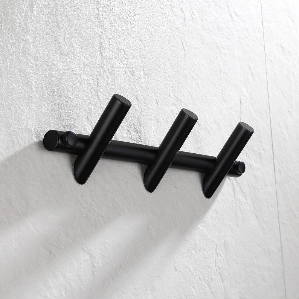 JQK Coat Hook Wall Mounted, Matte Black 3 Hooks Rack Rail for Entryway Bathroom Closet Room, 304 Stainless Steel, CHR103-PB - Image 6