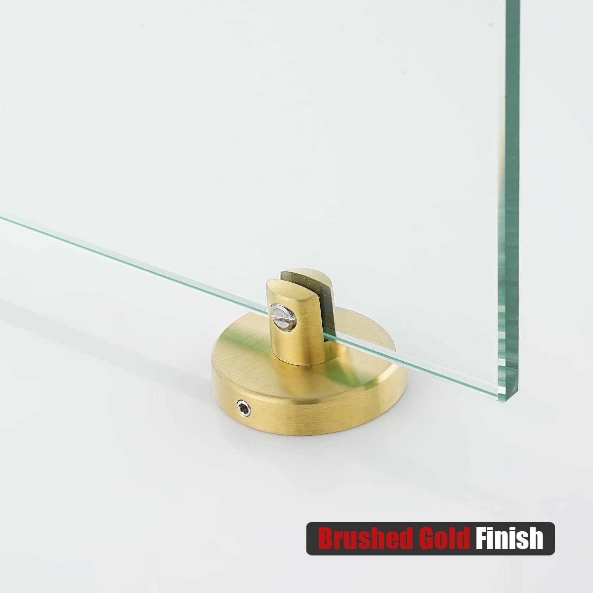 JQK Corner Glass Shelf, Brushed Gold Bathroom 304 Stainless Steel Shower Triangle Floating Wall Shelf, 10 x 10 Tempered Glass, 2 Pack TGS190L10-BG-P2 - Image 7
