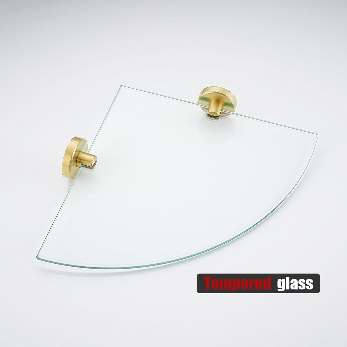 JQK Corner Glass Shelf, Brushed Gold Bathroom 304 Stainless Steel Shower Triangle Floating Wall Shelf, 10 x 10 Tempered Glass, 2 Pack TGS190L10-BG-P2 - Image 8