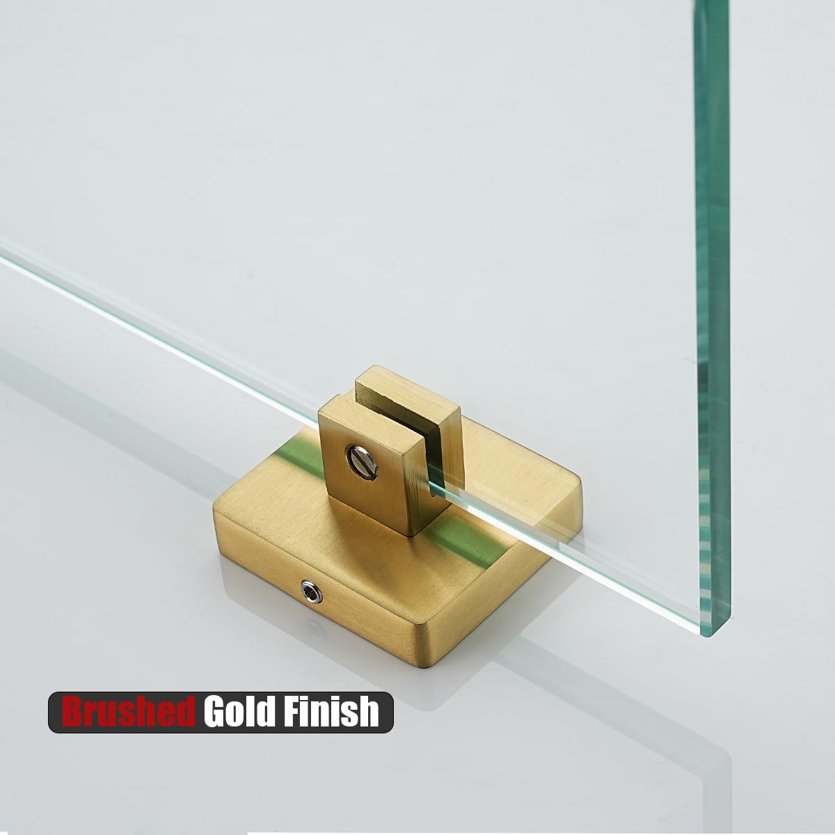 JQK Corner Glass Shelf, Brushed Gold Bathroom 304 Stainless Steel Shower Triangle Floating Wall Shelf, 10 x 10 Tempered Glass, 2 Pack TGS290L10-BG-P2 - Image 6