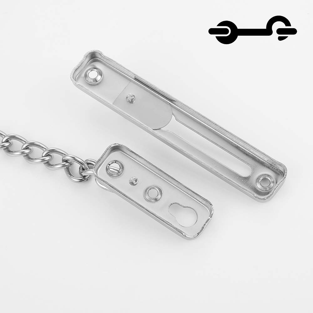 JQK Door Chain Lock, Stainless Steel Door Guard with Spring Anti-Theft Press Lock, Brushed, HDC100-BN - Image 5