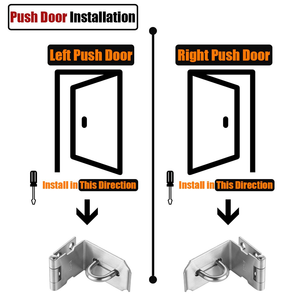 JQK Door Hasp Latch 90 Degree, Stainless Steel Safety Angle Locking Latch for Push/Sliding/Barn Door, 1.5mm Thickness Satin Nickel, 4 Inch - Image 3
