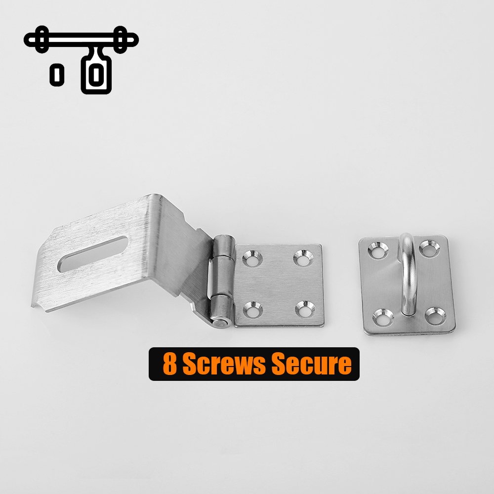 JQK Door Hasp Latch 90 Degree, Stainless Steel Safety Angle Locking Latch for Push/Sliding/Barn Door, 1.5mm Thickness Satin Nickel, 4 Inch - Image 5