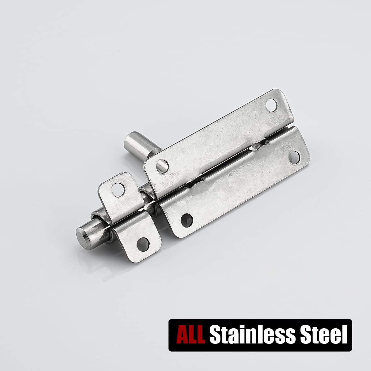 JQK Door Latch Lock Barrel Bolt 4 Inch, 304 Stainless Steel Slide Gate Latches Security Thickened 1.4mm with Padlock Hole, Silver, 2 Pack HBB120-P2 - Image 6