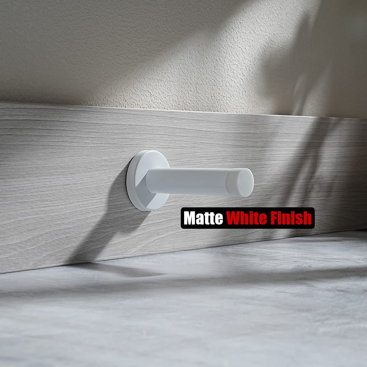 JQK Door Stopper White, 304 Stainless Steel Thicken 1mm Sound Dampening Door Stop Bumper Wall Protetor 2 Pack, DSB5-WH-P2 - Image 4