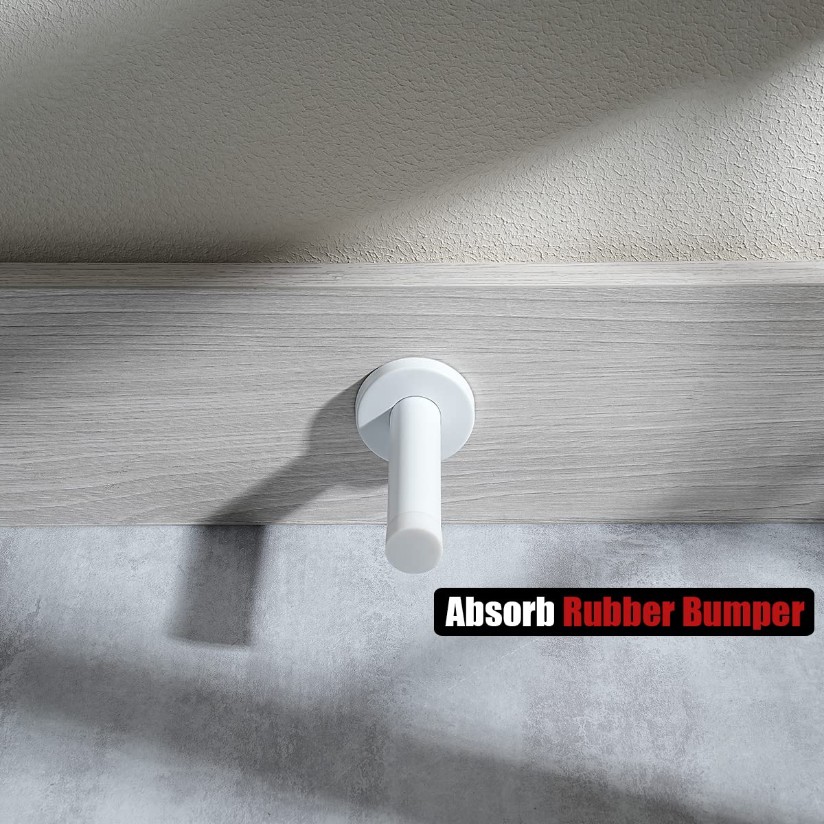 JQK Door Stopper White, 304 Stainless Steel Thicken 1mm Sound Dampening Door Stop Bumper Wall Protetor 2 Pack, DSB5-WH-P2 - Image 6