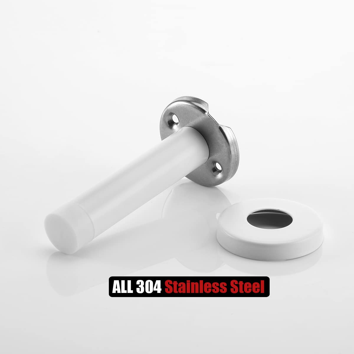 JQK Door Stopper White, 304 Stainless Steel Thicken 1mm Sound Dampening Door Stop Bumper Wall Protetor 2 Pack, DSB5-WH-P2 - Image 8