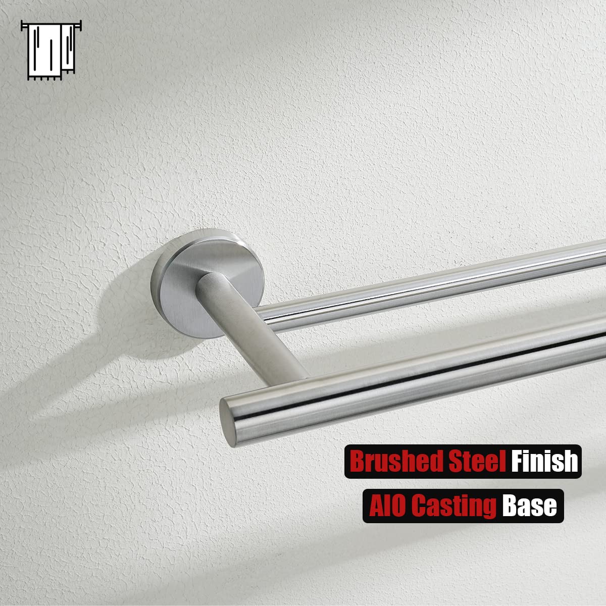 JQK Double Towel Bar, 15 Inch 304 Stainless Steel Thicken 0.8mm Towel Rack Holder for Bathroom Washcloths and Hand Towels, Brushed Wall Mount, Useable Length 12 Inch, TB100L12-BN - Image 8