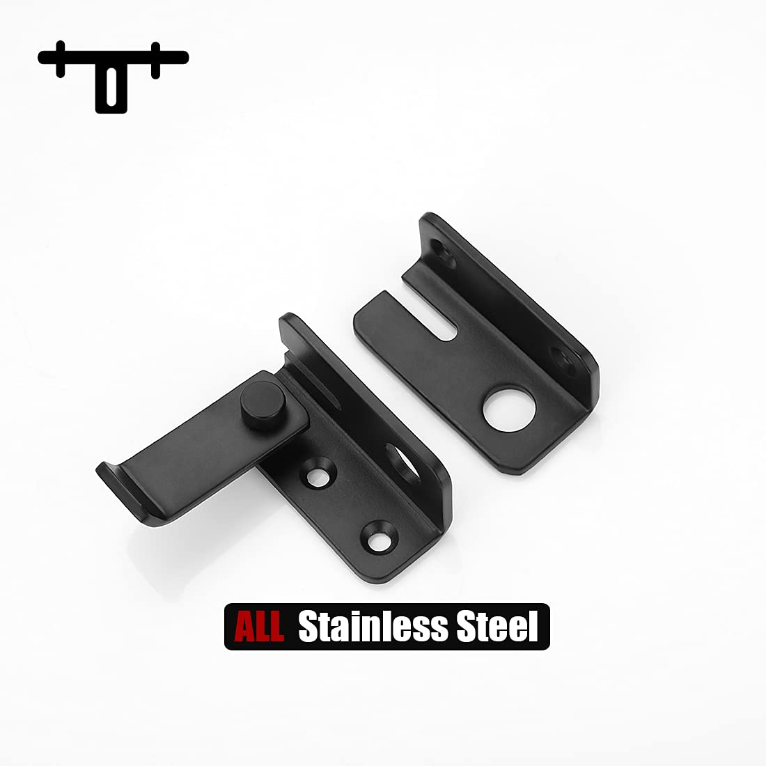 JQK Flip Latch Black, (Extra Thick 3mm) Stainless Steel Heavy Duty Gate Latcher Door Latch with Safety Packlock Hole, Brushed Finish, DL150-BK - Image 3