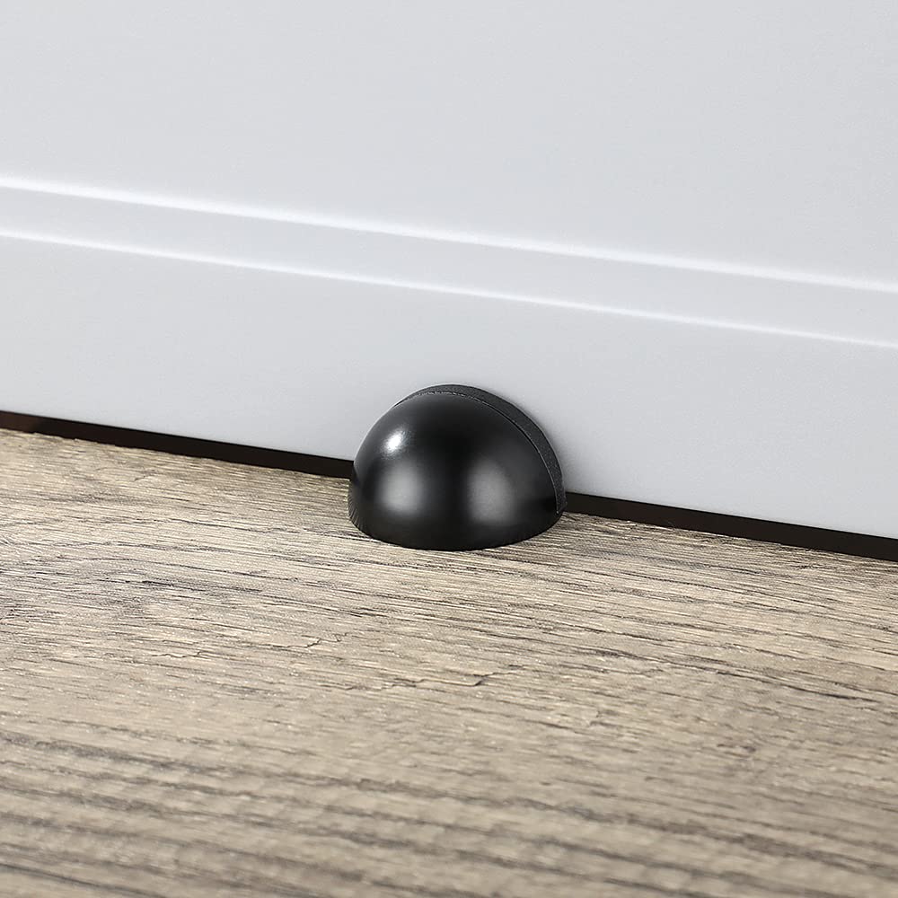 JQK Floor Door Stopper, Snowboard Hanger Storage Stainless Steel Sound Dampening Door Stop Bumper Wall Protetor Display Hanger Rack, 10 Pack Black, DSB3-BK-P10 - Image 3