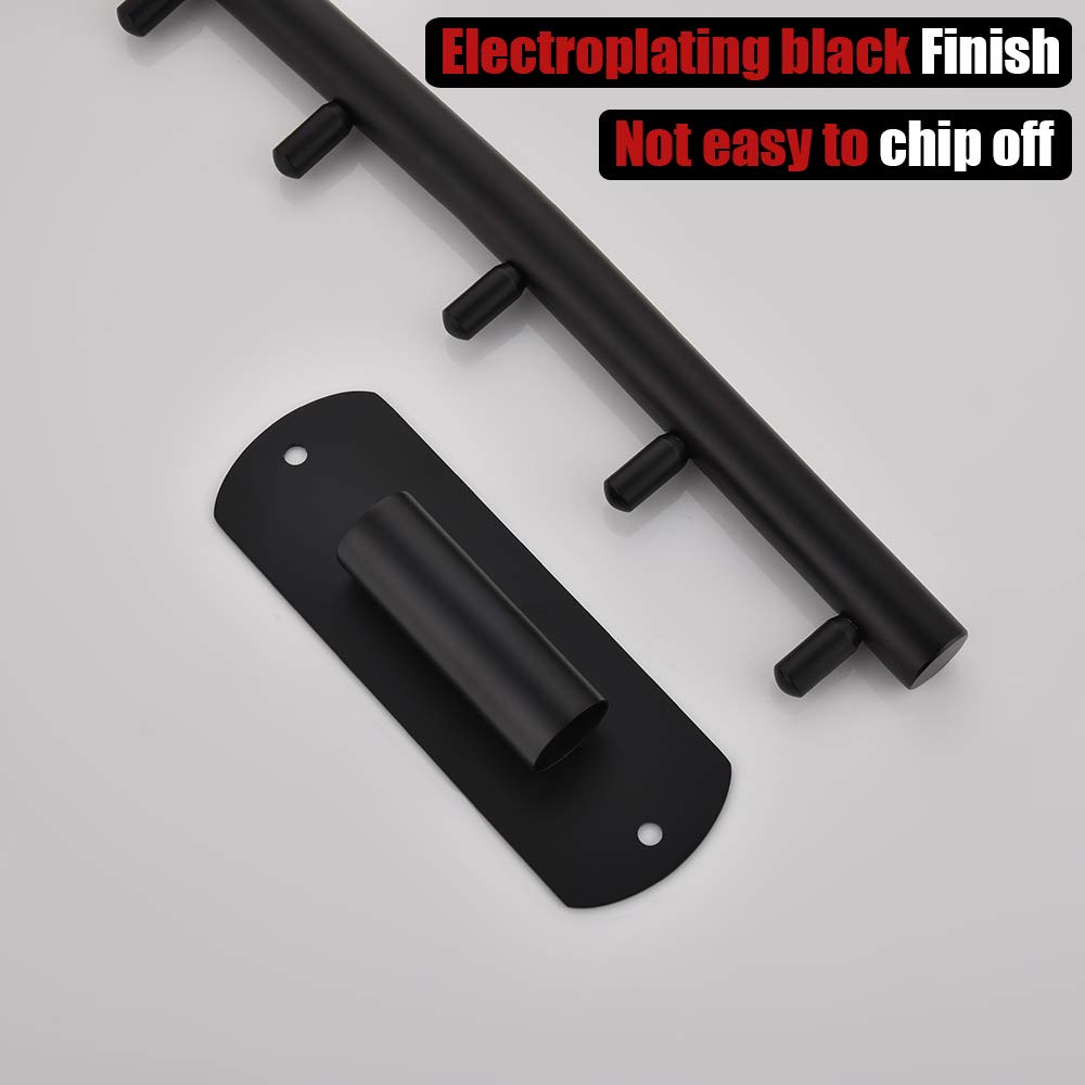 JQK Folding Clothes Hanger Rack, Stainless Steel Swing Arm Hook Holder, Clothing Hanging System Drying Closet Storage Organizer Matte Black Wall Mount, SHR100-PB - Image 8
