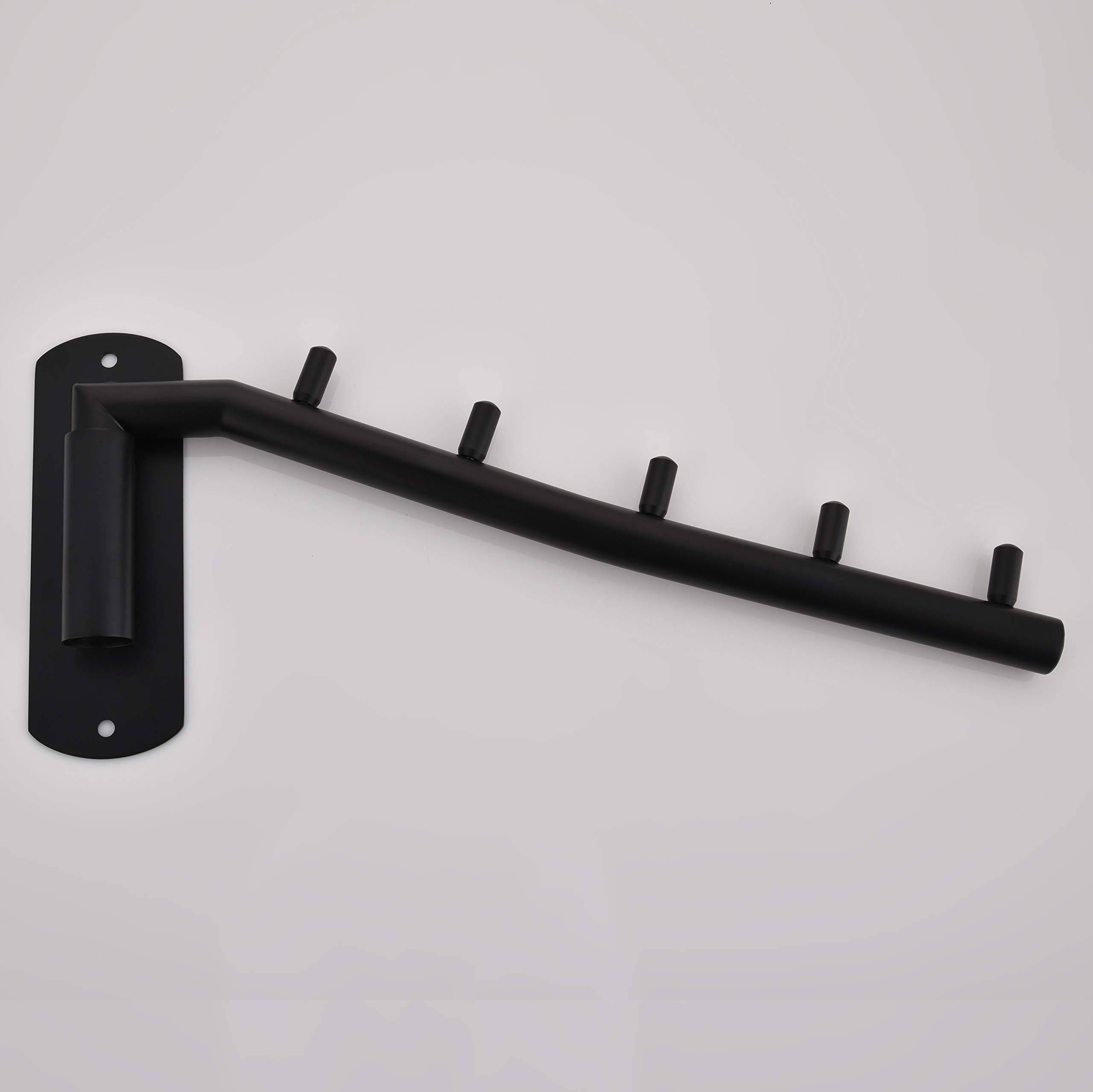 JQK Folding Clothes Hanger Rack, Stainless Steel Swing Arm Hook Holder, Clothing Hanging System Drying Closet Storage Organizer Matte Black Wall Mount, SHR100-PB - Image 9