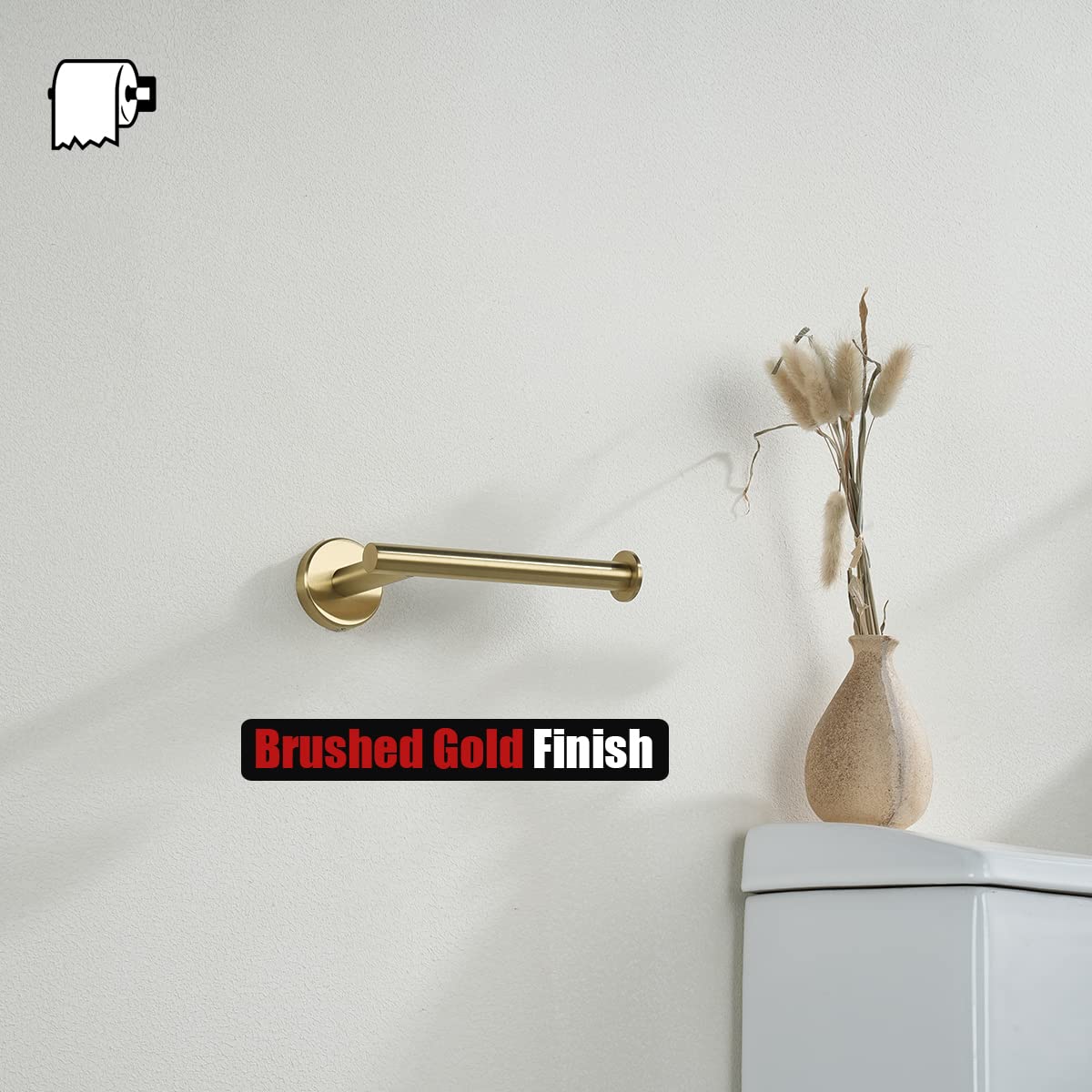 JQK Gold Toilet Paper Holder, 5 Inch Tissue Paper Dispenser, 304 Stainless Steel Thick 0.8mm Wall Mount, Brushed Brass, TPH120-BG - Image 6