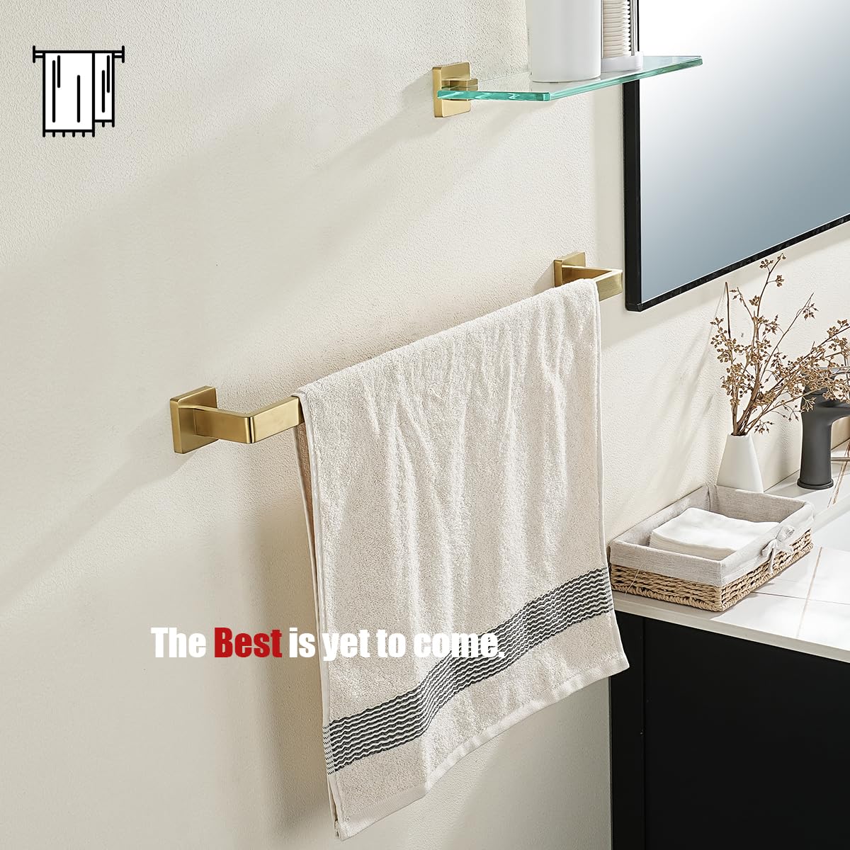 JQK Gold Towel Bar, Rounded Edges 26.41 Inch Towel Rack, 304 Stainless Steel Bathroom Wall Mount, Useable Length 24 Inch, TB250L24-BG - Image 6