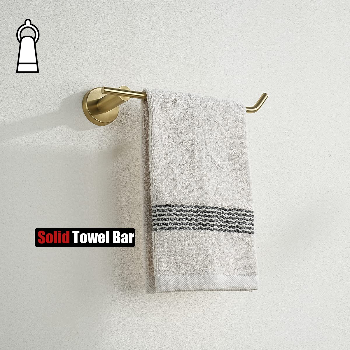 JQK Hand Towel Bar, Brushed Gold Stainless Steel Towel Ring Holder for Bathroom, 9 Inch Wall Mount, TR100-BG - Image 6