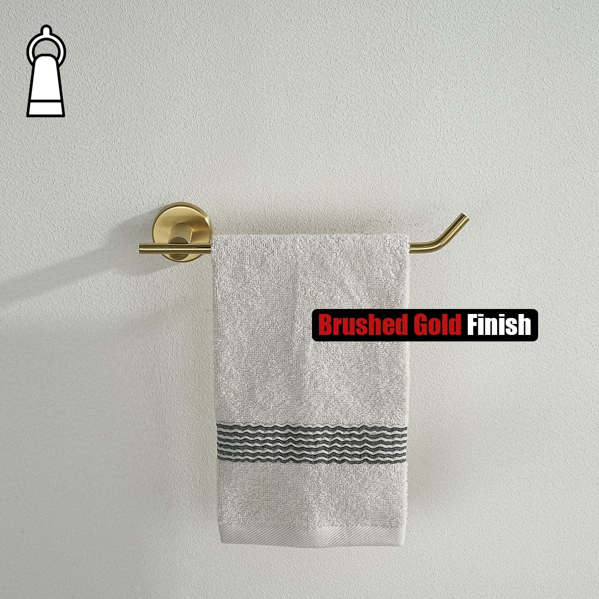 JQK Hand Towel Bar, Brushed Gold Stainless Steel Towel Ring Holder for Bathroom, 9 Inch Wall Mount, TR100-BG - Image 7