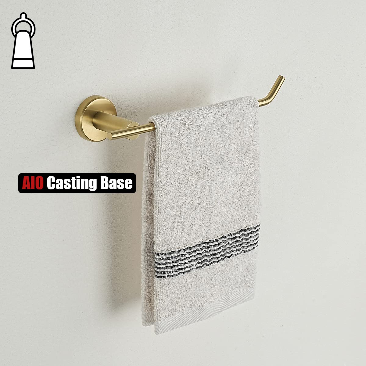 JQK Hand Towel Bar, Brushed Gold Stainless Steel Towel Ring Holder for Bathroom, 9 Inch Wall Mount, TR100-BG - Image 8