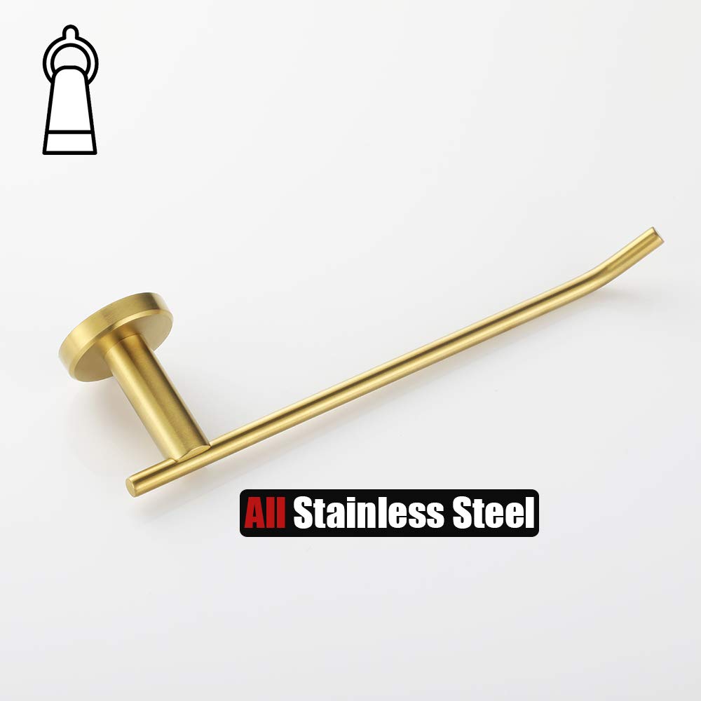 JQK Hand Towel Bar, Brushed Gold Stainless Steel Towel Ring Holder for Bathroom, 9 Inch Wall Mount, TR100-BG - Image 9