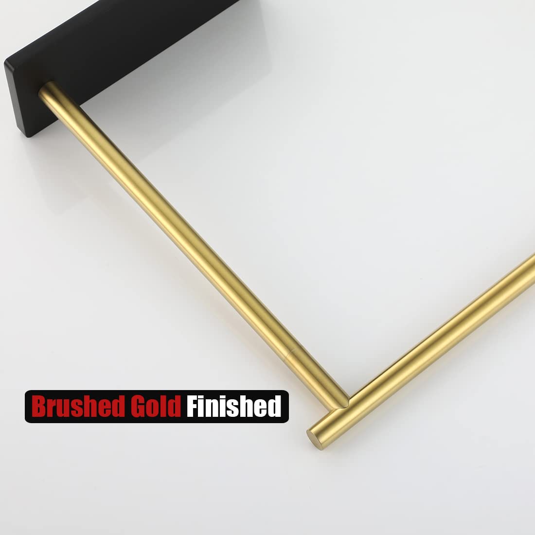 JQK Hand Towel Holder Stand Brushed Gold, Modern Tree Rack Free Standing for Countertop with 12 Inch Bar, 304 Stainless Steel Thicken 0.8mm, HTT170-BG - Image 7