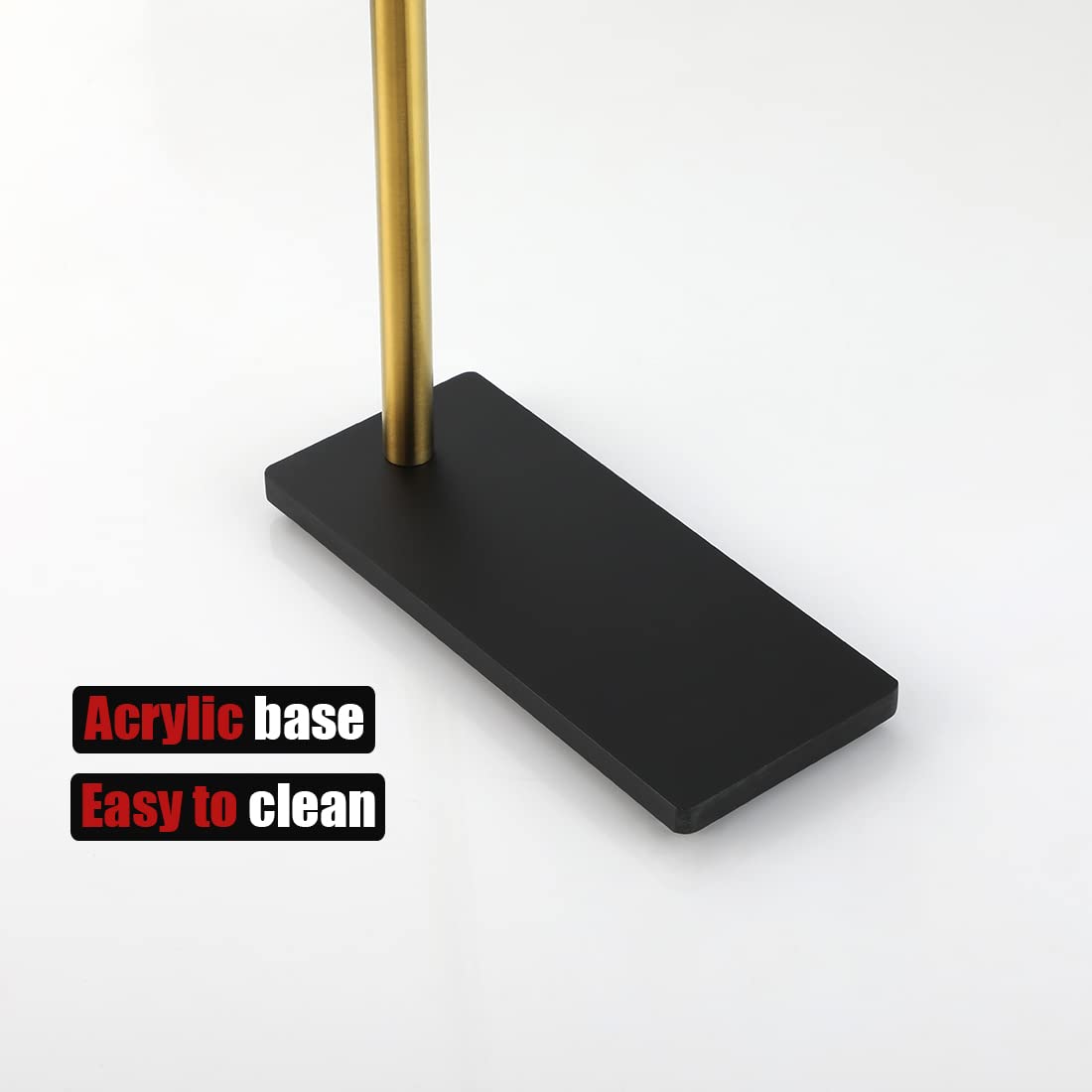 JQK Hand Towel Holder Stand Brushed Gold, Modern Tree Rack Free Standing for Countertop with 12 Inch Bar, 304 Stainless Steel Thicken 0.8mm, HTT170-BG - Image 8