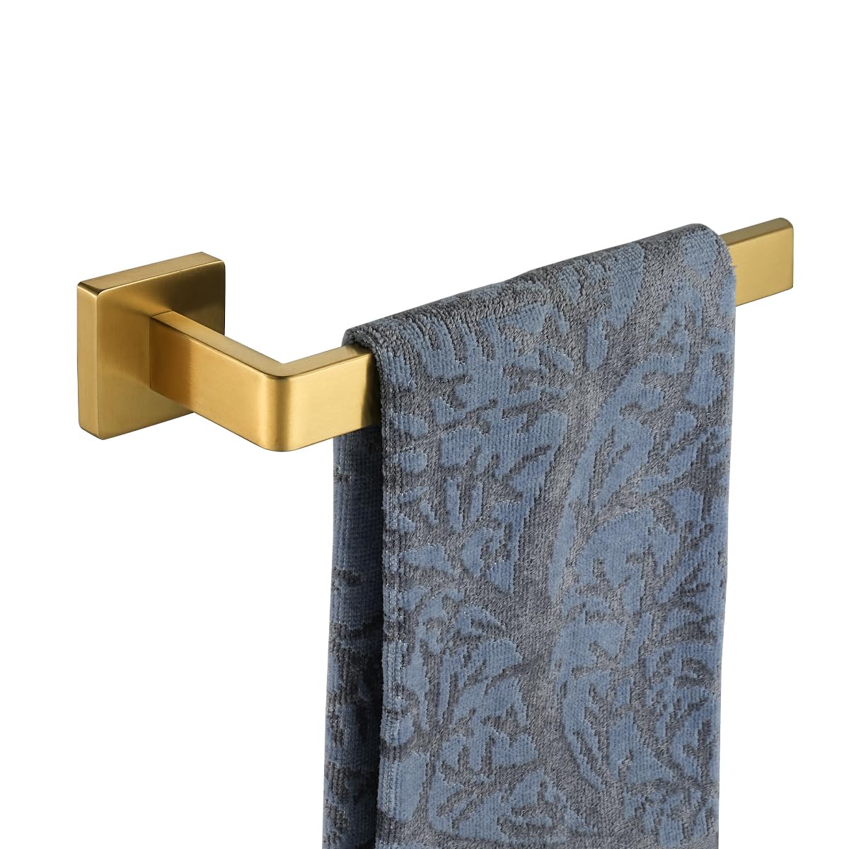 JQK Hand Towel Holder Towel Ring Gold, Thicken 0.8mm 304 Stainless Steel Bathroom Hand Towel Bar, 9 Inch Wall Mount Towel Rack Hanger, Brushed Gold, THH250L9-BG