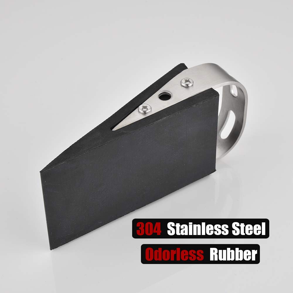 JQK Heavy Duty Door Stopper Rubber Wedge, 304 Stainless Steel Security Door Stops Works On All Floor Types, Brushed(4 Pack), DSB6-BN-P4 - Image 4