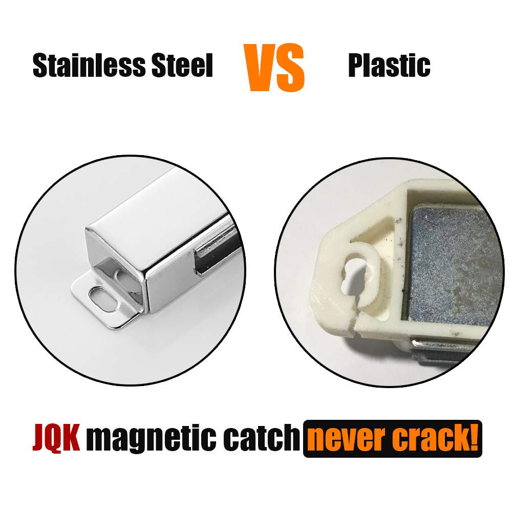 JQK Magnetic Cabinet Door Catch, Stainless Steel Closet Catches with Strong Magnetic, 1.2mm Thickness Furniture Latch 30 lbs Matte Black (Pack of 4), CC101-BK-P4 - Image 3