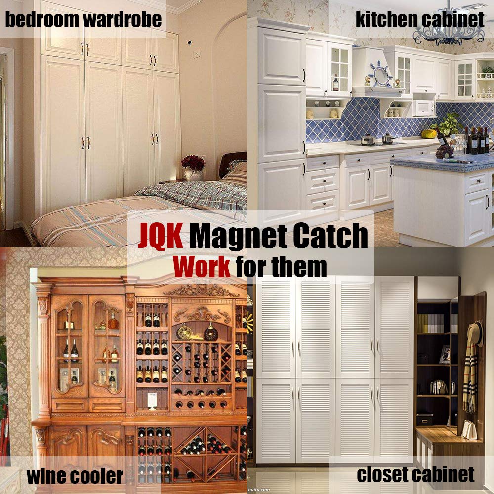 JQK Magnetic Cabinet Door Catch, Stainless Steel Closet Catches with Strong Magnetic, 1.2mm Thickness Furniture Latch 30 lbs Matte Black (Pack of 4), CC101-BK-P4 - Image 7