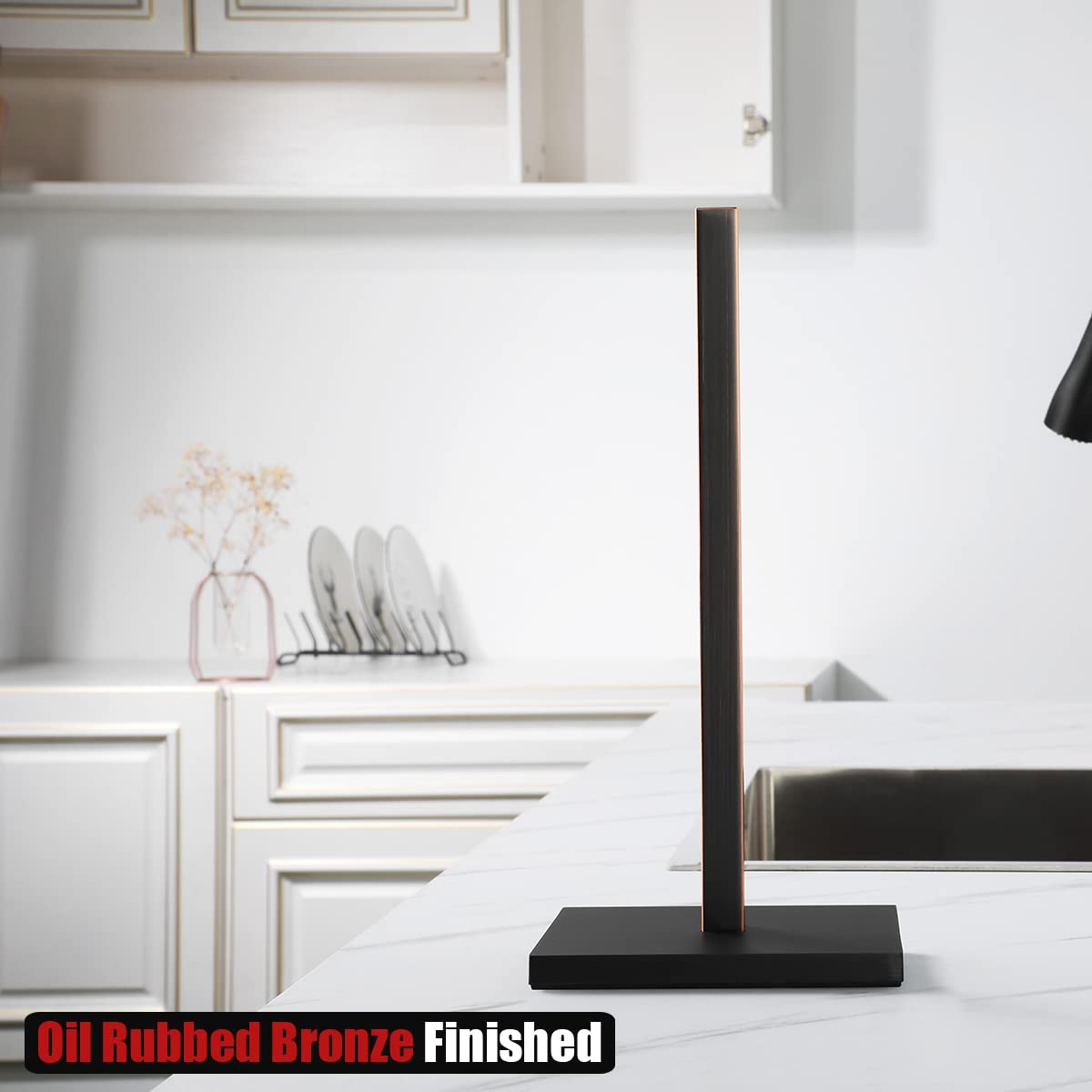 JQK Paper Towel Holder Stand Oil Rubbed Bronze, 304 Stainless Steel Kitchen Free Standing Countertop Paper Towel Dispenser Fits Standard and Jumbo Size, PTH240-ORB - Image 3