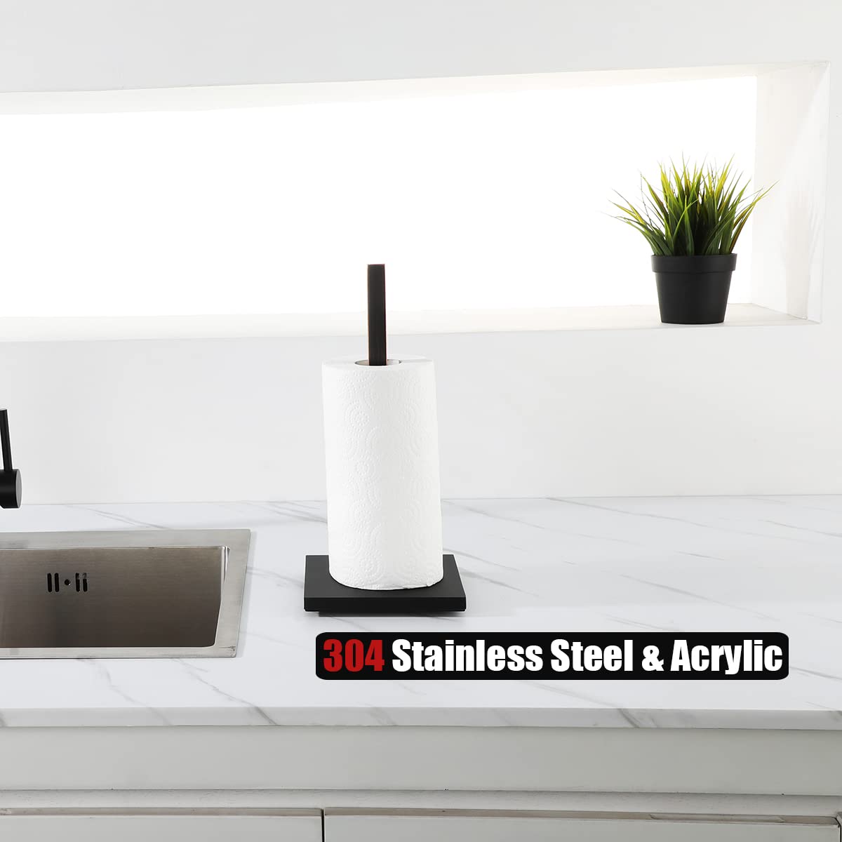 JQK Paper Towel Holder Stand Oil Rubbed Bronze, 304 Stainless Steel Kitchen Free Standing Countertop Paper Towel Dispenser Fits Standard and Jumbo Size, PTH240-ORB - Image 4