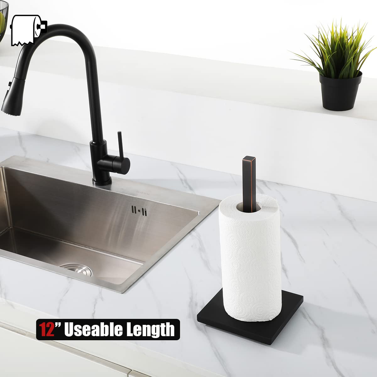 JQK Paper Towel Holder Stand Oil Rubbed Bronze, 304 Stainless Steel Kitchen Free Standing Countertop Paper Towel Dispenser Fits Standard and Jumbo Size, PTH240-ORB - Image 5