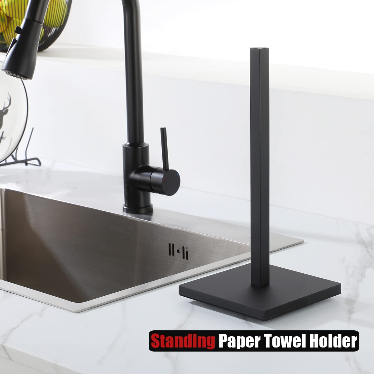 JQK Paper Towel Holder Stand Oil Rubbed Bronze, 304 Stainless Steel Kitchen Free Standing Countertop Paper Towel Dispenser Fits Standard and Jumbo Size, PTH240-ORB - Image 6