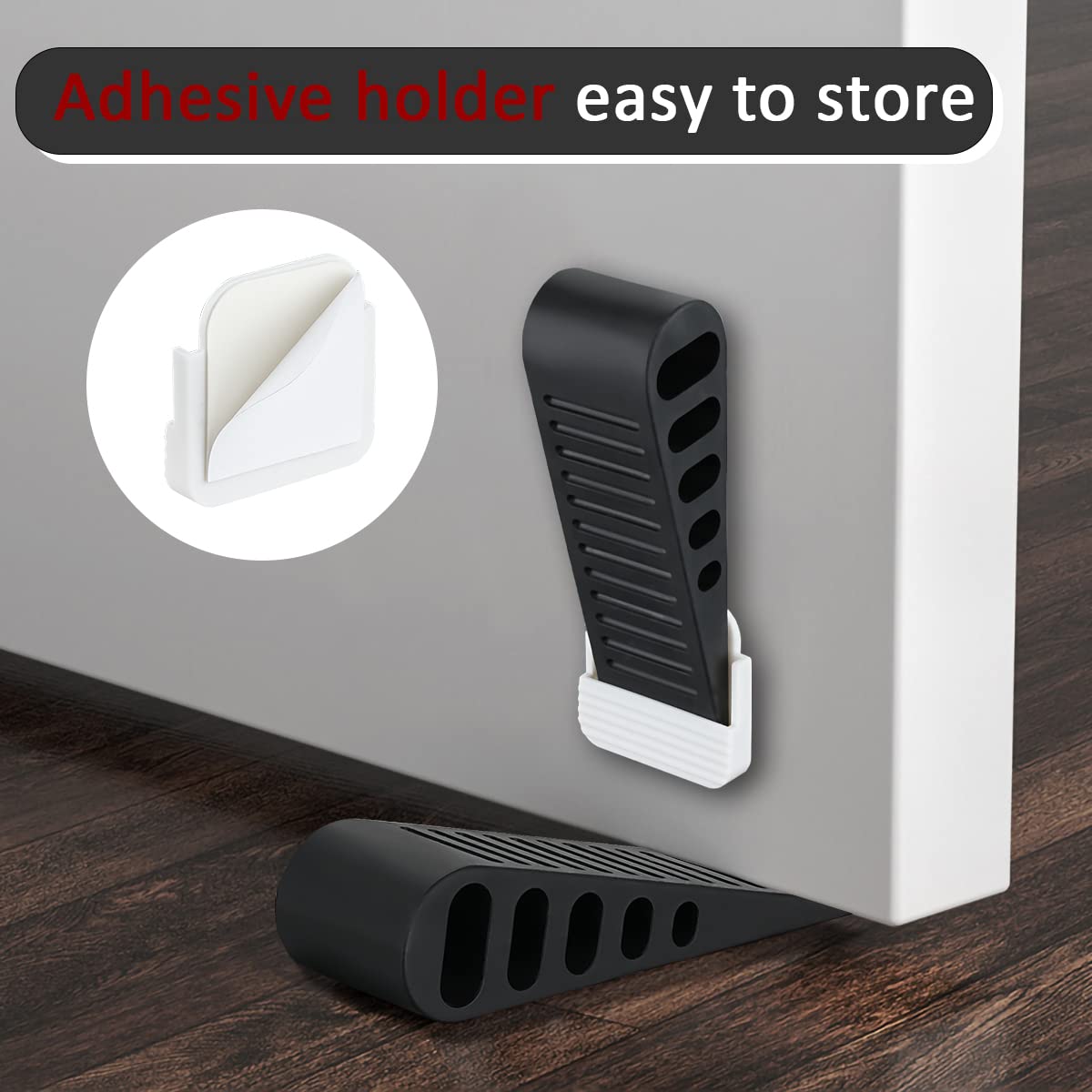 JQK Rubber Door Stopper Wedge, Black 2 Pack Soft TPR Premium Door Stops for Bottom of Heavy Duty Door on Tile, Concrete, Carpet, Wooden Floor, DSB61-BK-P2 - Image 3