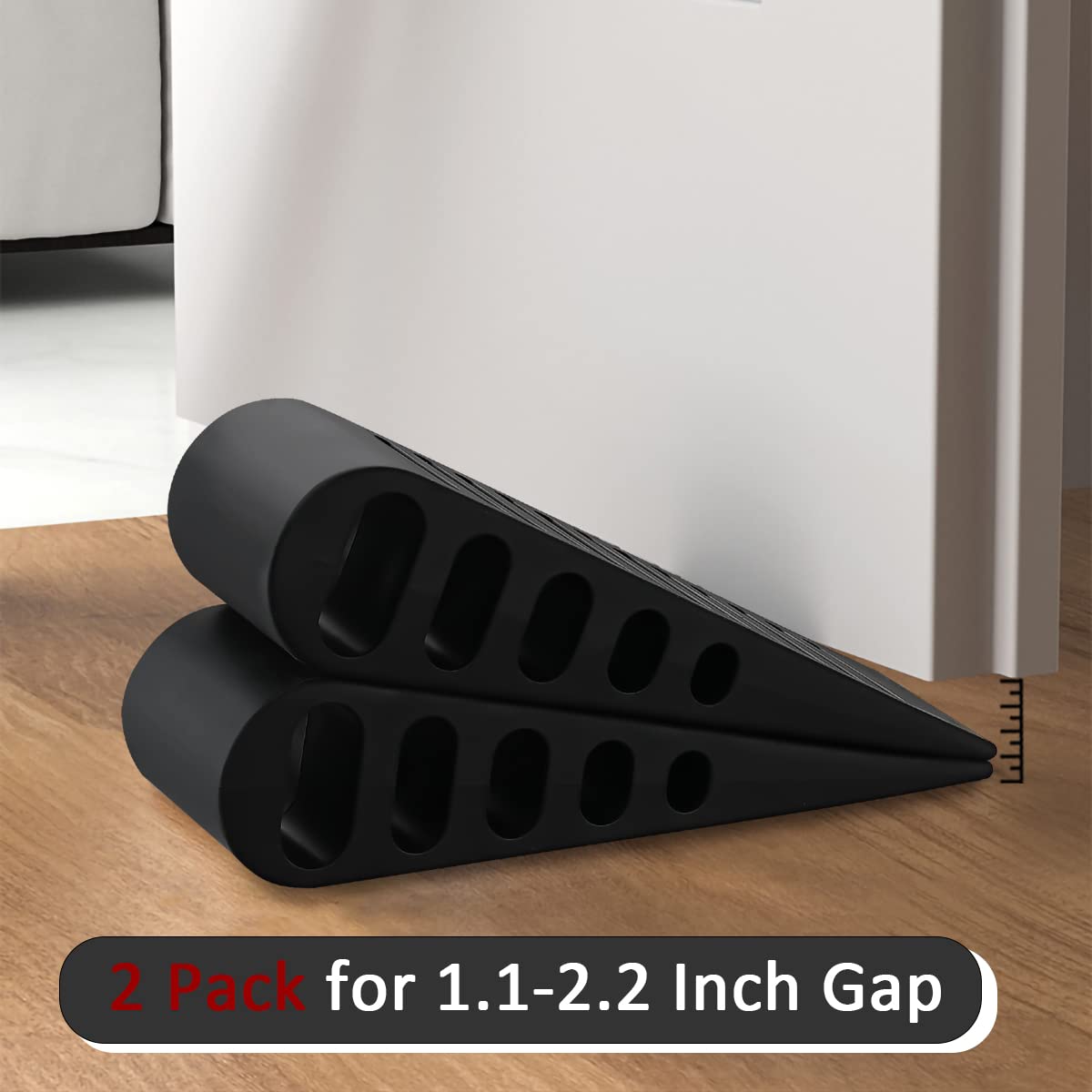 JQK Rubber Door Stopper Wedge, Black 2 Pack Soft TPR Premium Door Stops for Bottom of Heavy Duty Door on Tile, Concrete, Carpet, Wooden Floor, DSB61-BK-P2 - Image 7
